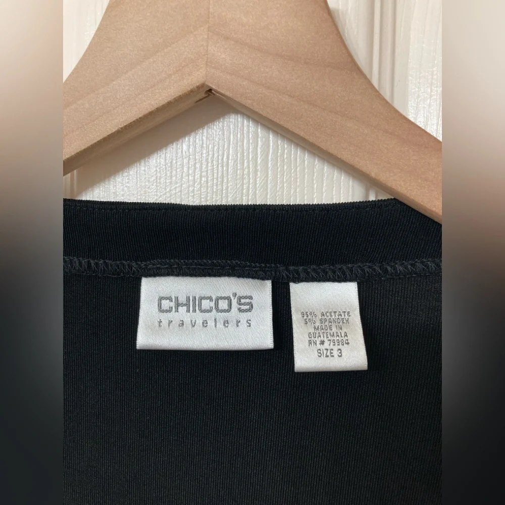 Chico’s Travelers 3 Women’s Slinky Black Open Front Cardigan XL Layer Minimalist